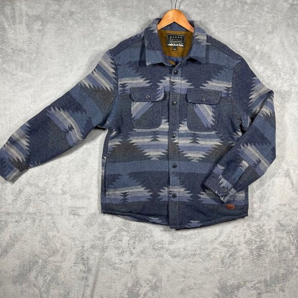 Jachs Other - Jachs Lined Shirt Mens L Wool Blend Aztec Flannel Button Up Patterned Blue